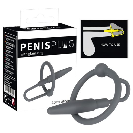Penisplug - szilikon makkgyűrű kúpos dilátorral (szürke)