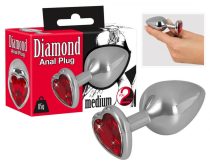   You2Toys - Diamond - 85g-os alumínium anál dildó (ezüst-piros)