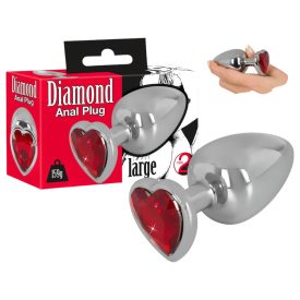   You2Toys - Diamond - 159g-os alumínium anál plug (ezüst-piros)
