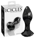 Icicles No. 78 - kúpos üveg anál dildó (fekete)