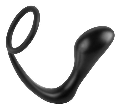 analfantasy ass-gasm plug - análujj dildó péniszgyűrűvel (fekete)