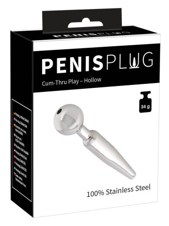Penisplug Cum-Thru Play - üreges acél húgycsőtágító kúp (0,5-1cm)