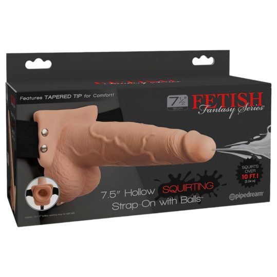 Fetish Strap-On 7,5 - felcsatolható, spriccelő dildó (natúr)