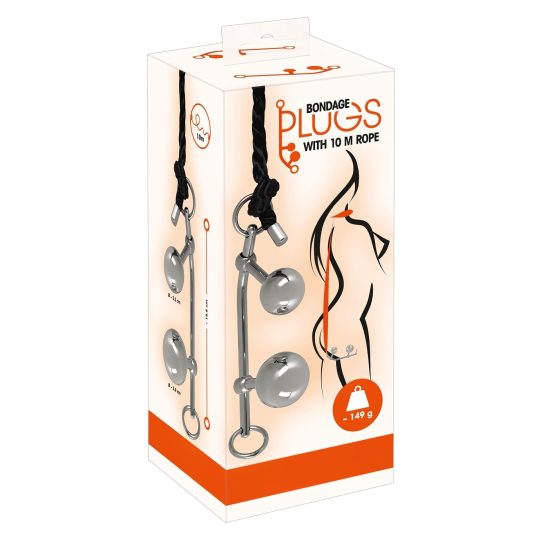 You2Toys Bondage Plugs - fém tágító gömbök (149g) - ezüst