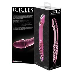 Icicles No. 57 - péniszes kétvégű üveg dildó (pink)
