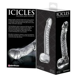   Icicles No. 61 - herés, péniszes üveg dildó (átlátszó)