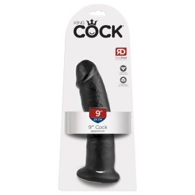 King Cock 9 - tapadótalpas dildó (fekete)