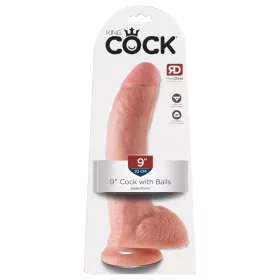   King Cock 9 - nagy tapadókorongos, herés dildó (23cm) - natúr