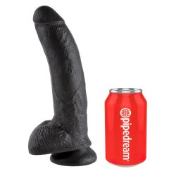   King Cock 9 - nagy tapadókorongos, herés dildó (23cm) - fekete