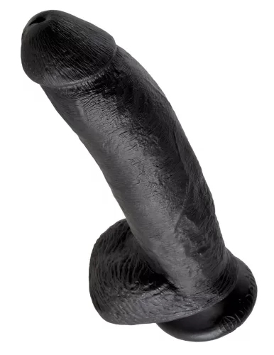King Cock 9 - nagy tapadókorongos, herés dildó (23cm) - fekete