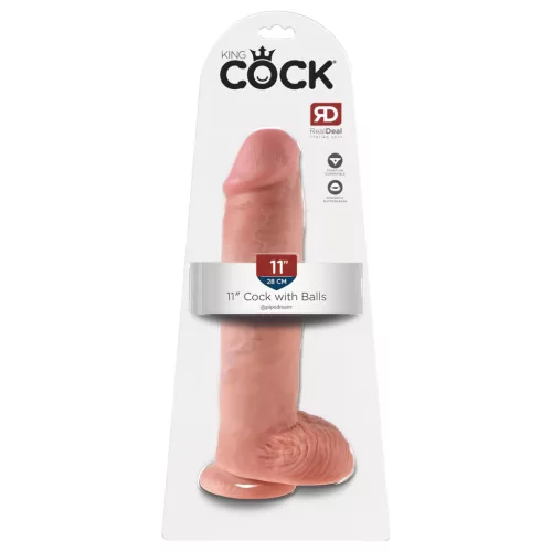 King Cock 11 - tapadókorongos, herés dildó (28cm) - natúr
