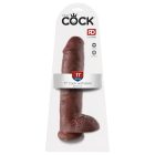 King Cock 11 - nagy tapadókorongos, herés dildó (28cm) - barna