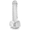 King Cock Clear 6 - tapadókorongos, herés kis dildó (15cm)