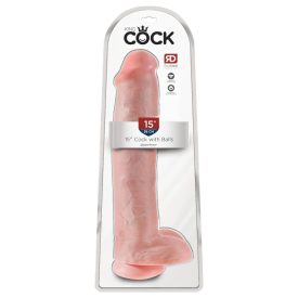   King Cock 15 - tapadókorongos, herés dildó (38cm) - natúr
