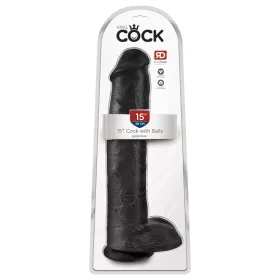   King Cock 15 - tapadókorongos, herés dildó (38cm) - fekete