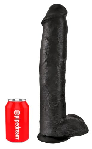 King Cock 15 - tapadókorongos, herés dildó (38cm) - fekete