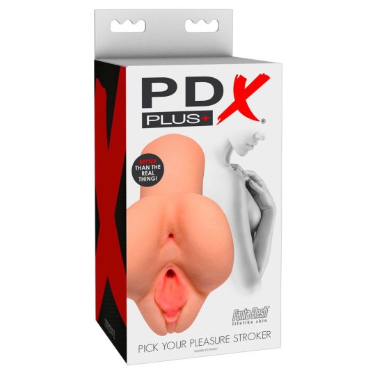 PDX Pick Your Pleasure Stroker - 2in1 élethű maszturbátor (natúr)