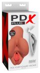   PDX Pick Your Pleasure Stroker - 2in1 élethű maszturbátor (sötét natúr)