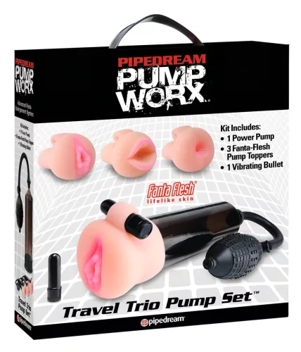 / Pipedream Travel Trio - vibrációs pénisz pumpa szett (fekete)
