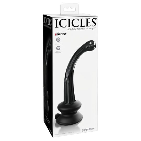 / Icicles No. 87 - G+P-pont üveg dildó (fekete)