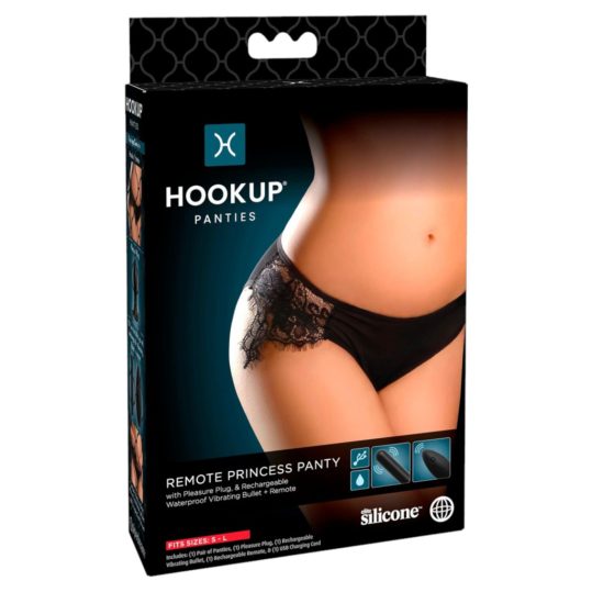 / HOOKUP Princess Panty - akkus, vibrációs bugyi szett (fekete)