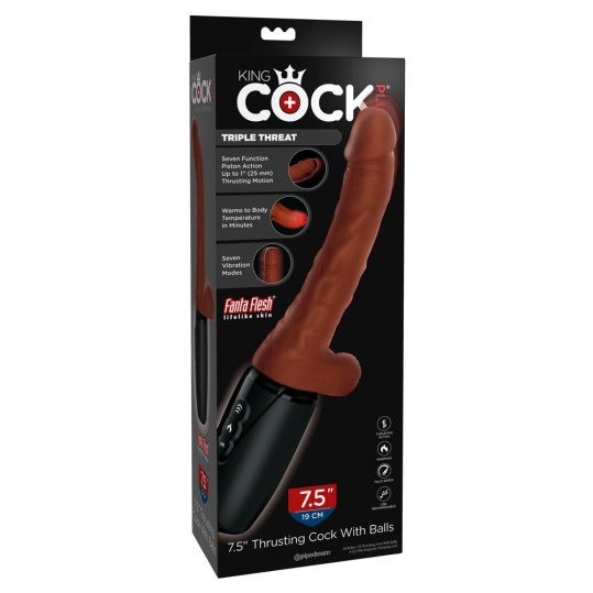 King Cock Plus 7,5 - herés lökő vibrátor (barna)