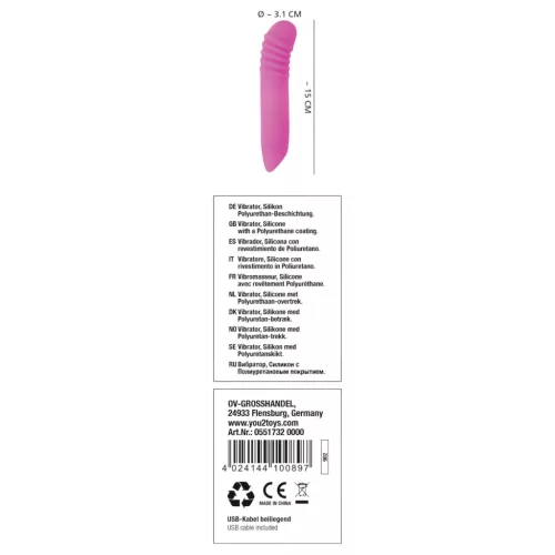 You2Toys - Flashing Mini Vibe - akkus, világító vibrátor (pink)