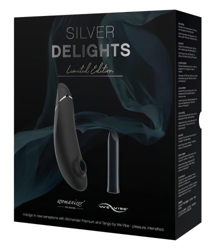 Womanizer Silver Delights - léghullámos vibrátor szett (fekete)