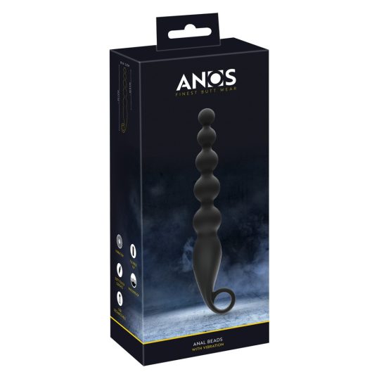 ANOS Anal Beads - anál gyöngysor vibrációval (fekete)