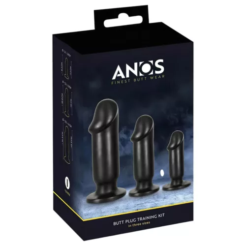 Anos Training Kit - anál plug szett (3 részes) - fekete
