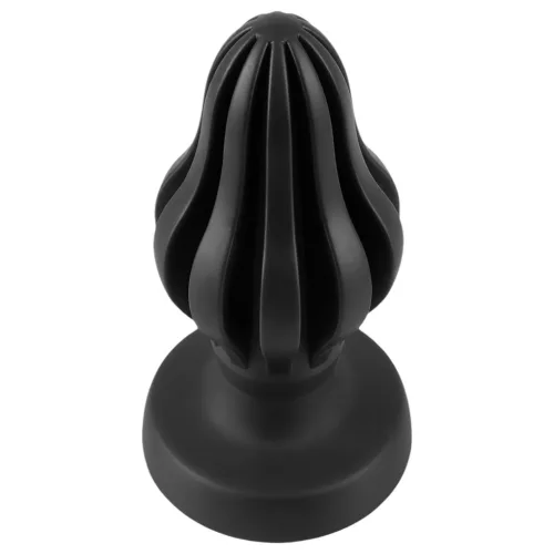 ANOS - bordázott puha butt plug - 7cm (fekete)