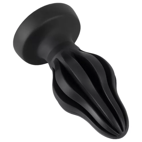 ANOS - bordázott puha butt plug - 7cm (fekete)