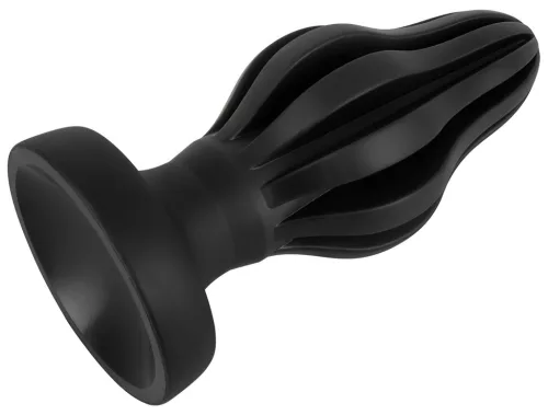 ANOS - bordázott puha butt plug - 7cm (fekete)