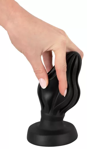 ANOS - bordázott puha butt plug - 7cm (fekete)