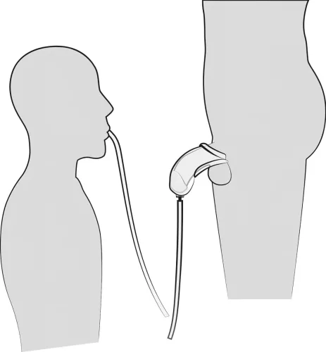 You2Toys Piss Play Sleeve - péniszfeltét kivezető csővel (átlátszó)