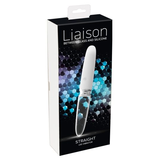 Liaison - akkus, szilikon-üveg LED vibrátor (áttetsző-fehér)