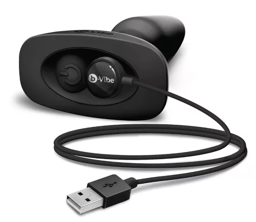 / b-Vibe - forgó gyöngyös, akkus anál vibrátor (fekete)