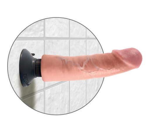 King Cock 9 tapadókorongos vibrátor (23 cm) - natúr