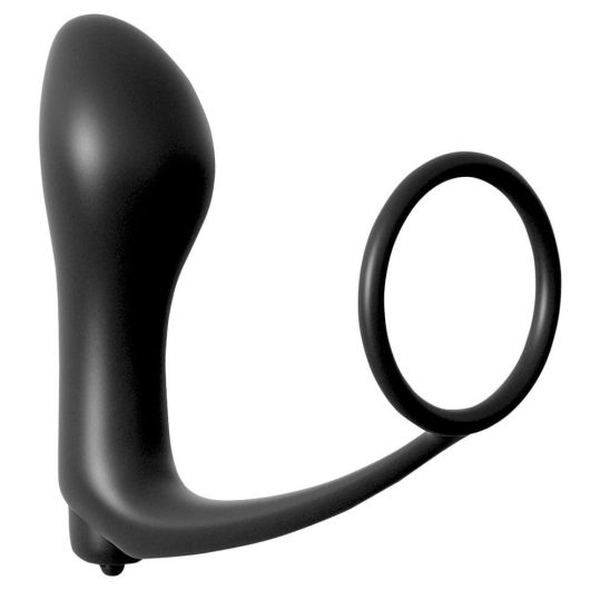 analfantasy ass-gasm vibrator - análujj vibrátor péniszgyűrűvel (fekete)