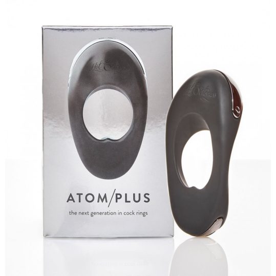 Atom Plus - dupla-motoros, vibrációs péniszgyűrű (fekete)