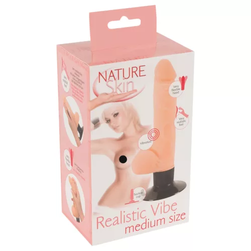 / Nature Skin M - herés, tapadókorongos élethű vibrátor (natúr)