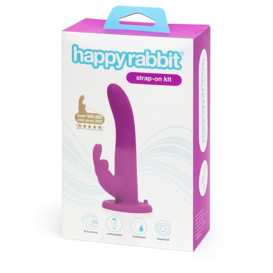 Happyrabbit Strap-On - nyuszis felcsatolható vibrátor (lila)