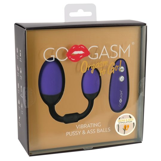 GoGasm Pussy & Ass - akkus, rádiós vibrációs tojás duó (lila-fekete)