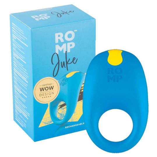 ROMP Juke - akkus, vízálló, vibrációs péniszgyűrű (kék)
