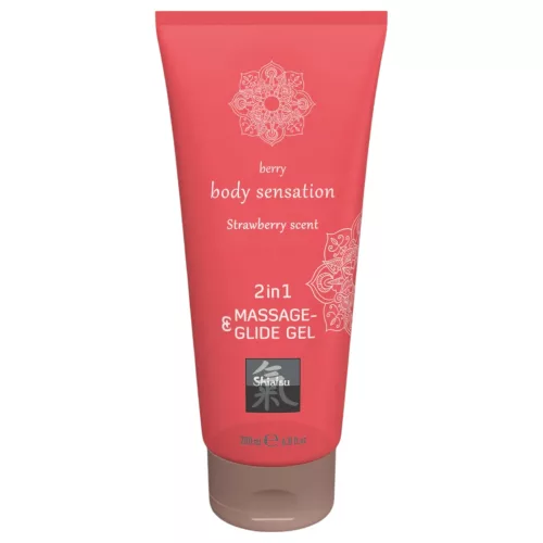 Shiatsu 2in1 Strawberry scent - masszázs síkosító - eper (200ml)
