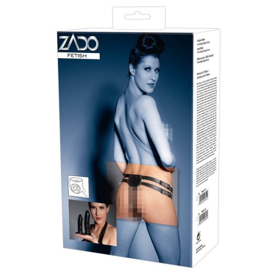 ZADO - valódi bőr alsó külső + 2 belső dildóval (fekete)