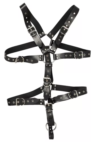 ZADO - fekete bőr férfi testhám body (S-L)