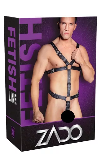 ZADO - fekete bőr férfi testhám body (S-L)