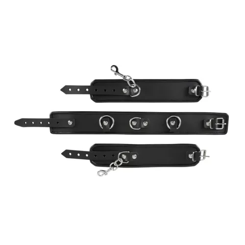 ZADO - bőr nyakörv bilinccsel (fekete)