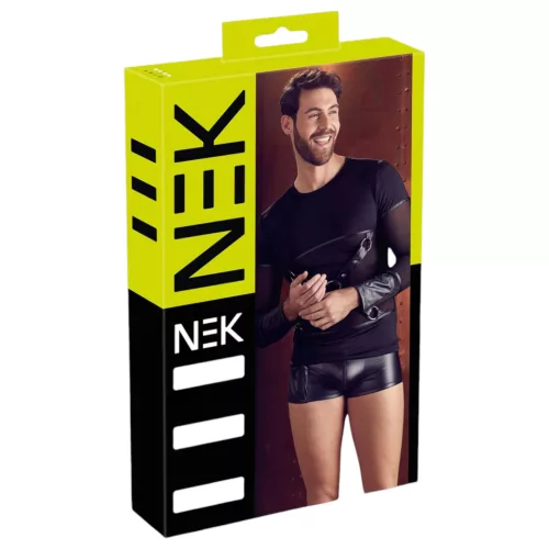 / NEK - keresztpántos hosszúujjú férfi felső (fekete)